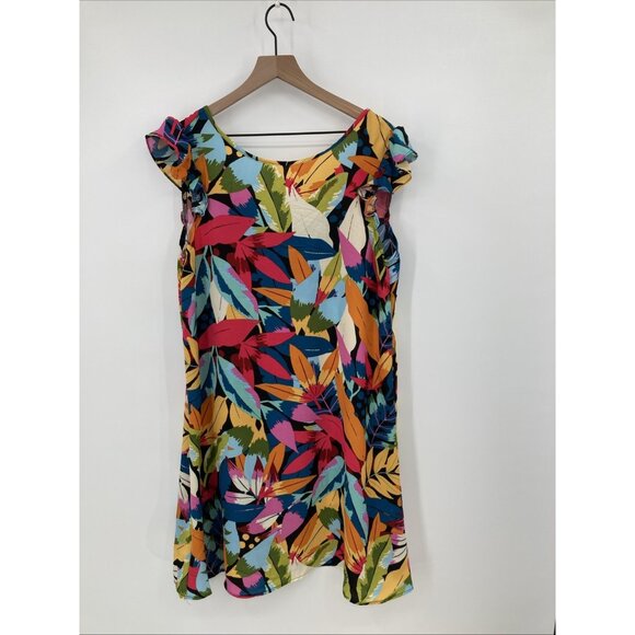 Enery Rose Dresses & Skirts - Emery Rose Tropical Leaf Dress Women Large Colorful Vacation Resort Wear Cruise